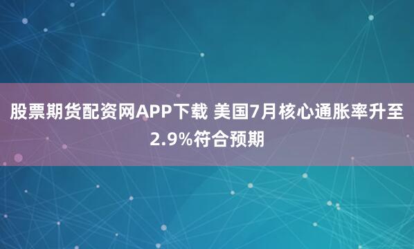 股票期货配资网APP下载 美国7月核心通胀率升至2.9%符合预期
